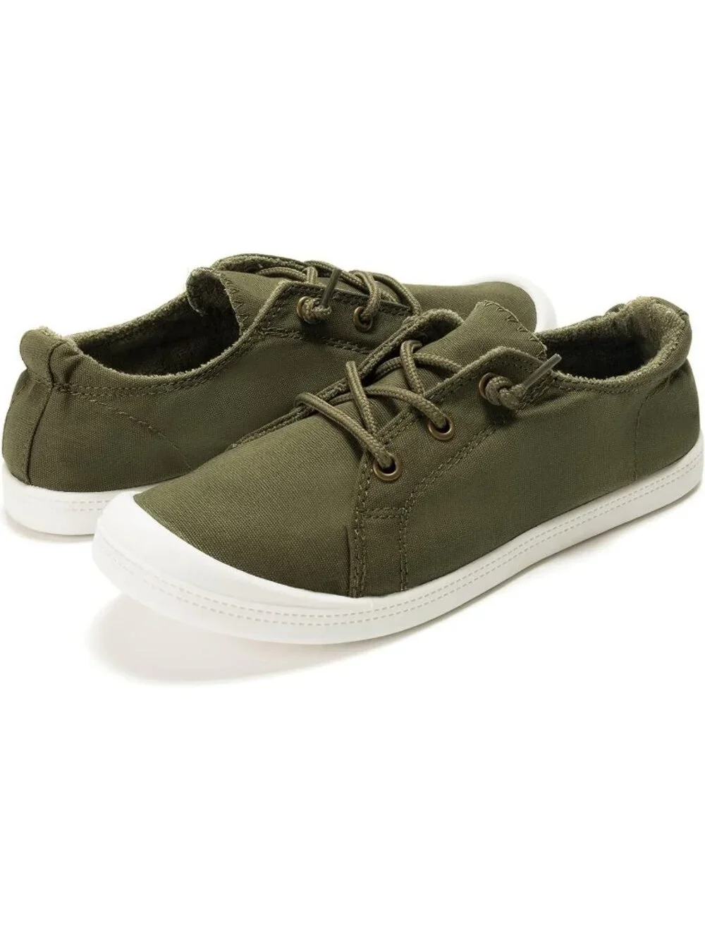 Women's Army Green Comfortable Lace-Up Flat Breathable Walking Casual Sneakers
